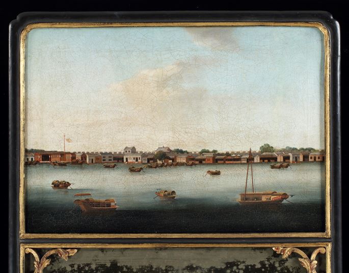 A pair of Chinese export mirrors incorporating landscape paintings on canvas of shanghai and canton | MasterArt
